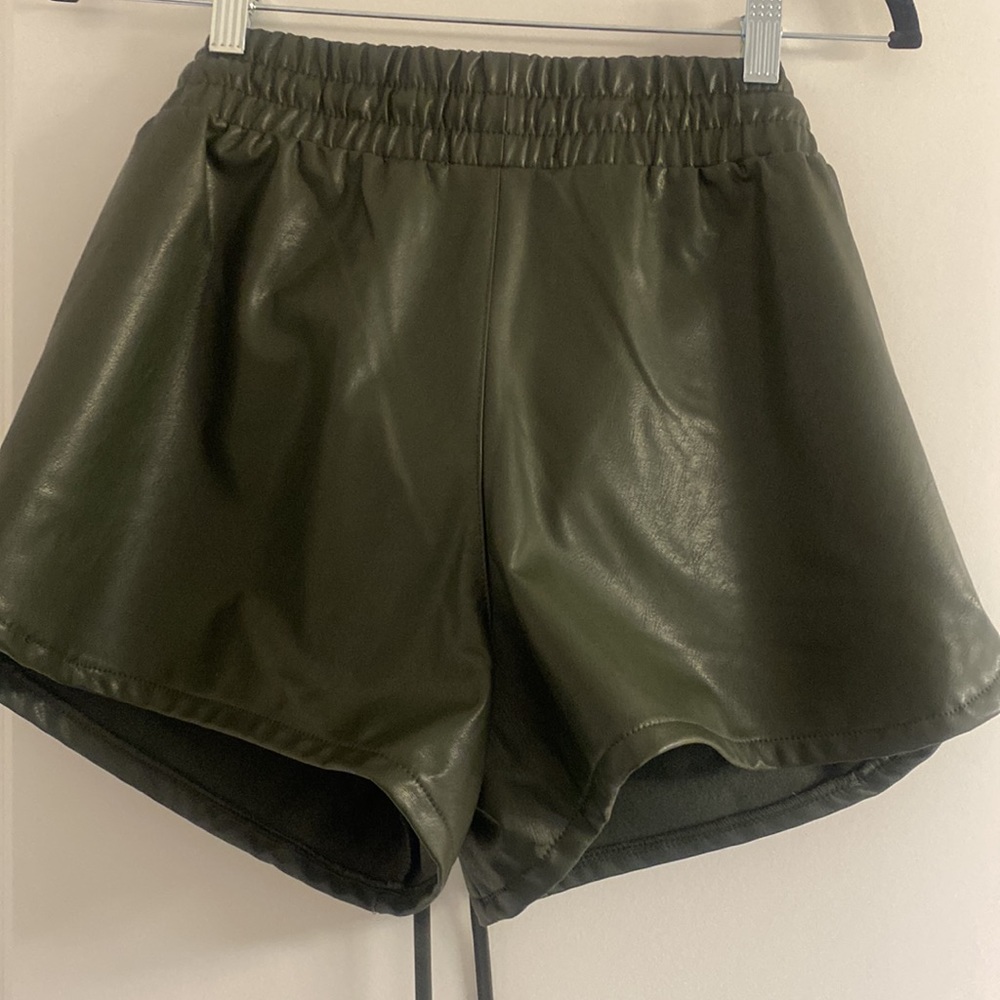Sincerely Jules Forest Green Leather Shorts ! - Picture 2 of 2